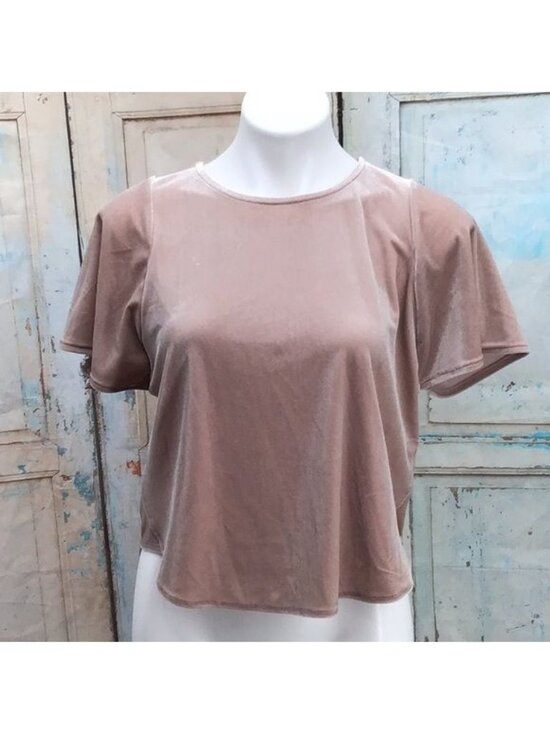 Madewell Tops - Madewell Velvet Short-Sleeve Top In Blush Pink XXS Womens Casual Loose Fit Blous
